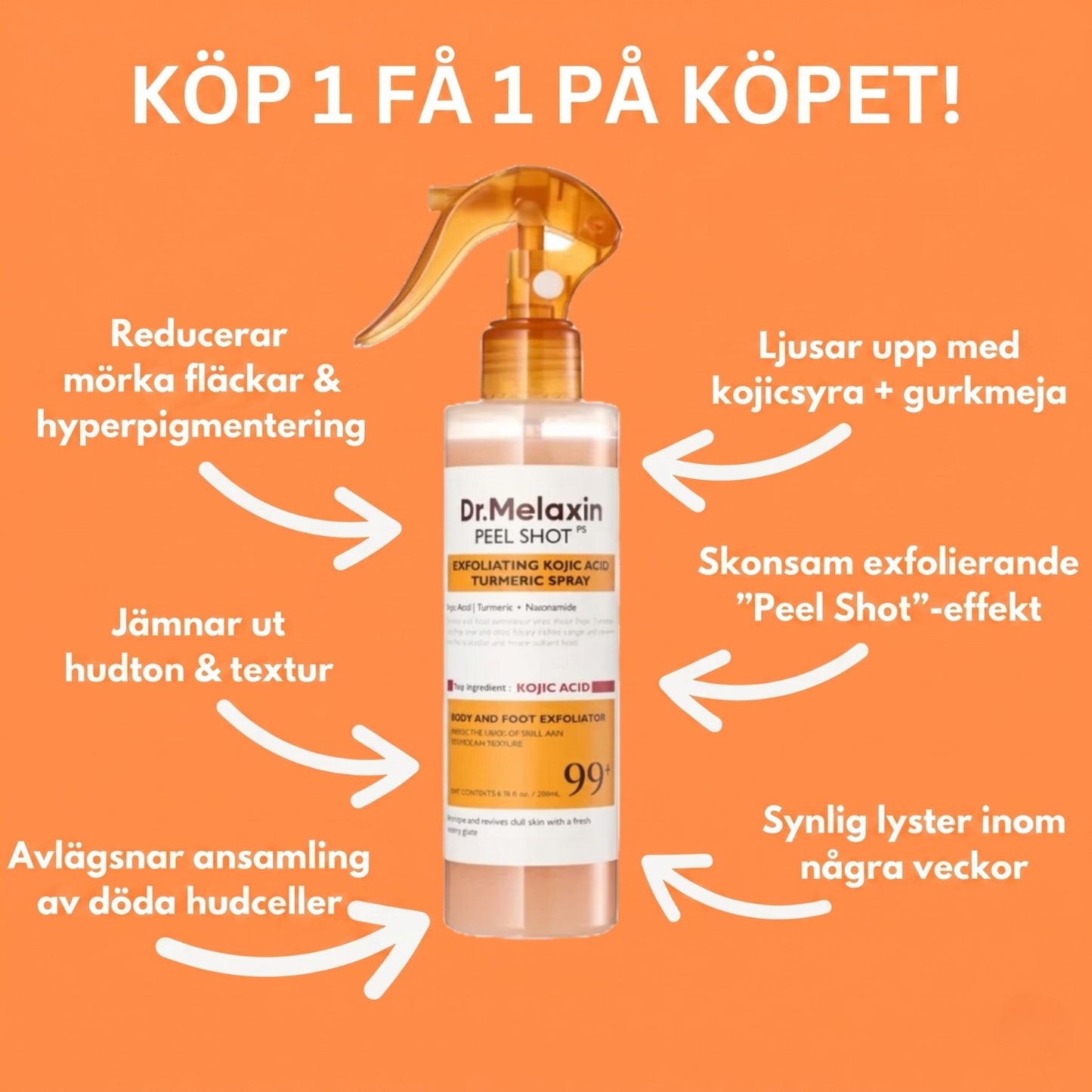 Peel Shot exfolierande spray med kojinsyra och gurkmeja