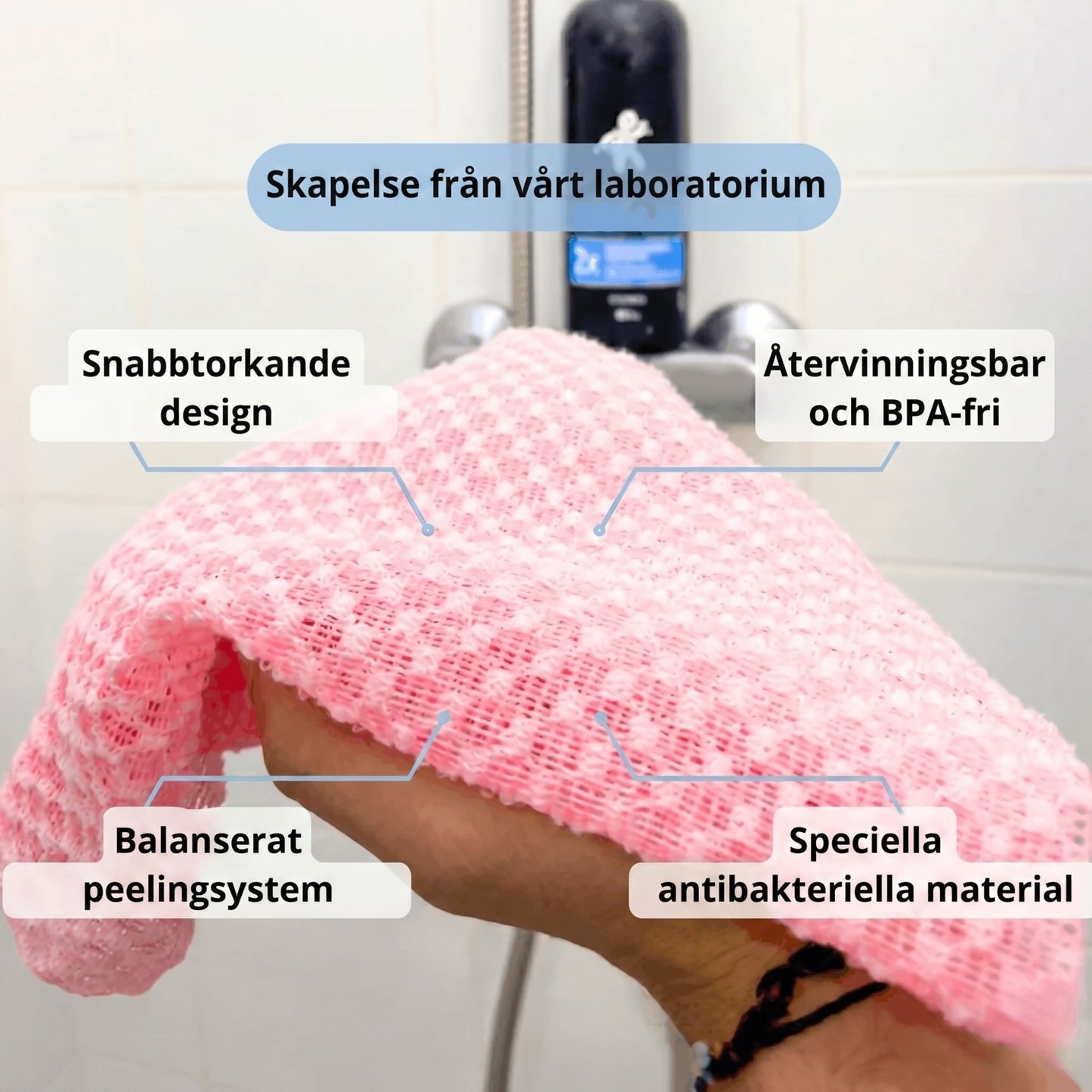 NOVA antibakteriell exfolierande duschhandduk