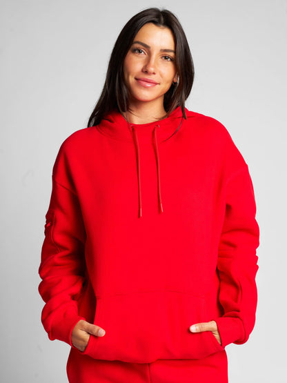 Rese-hoodie i flygplansläge