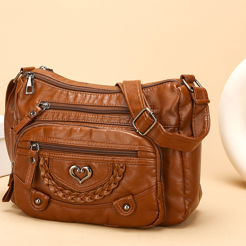 Brun crossbody-väska i PU-läder