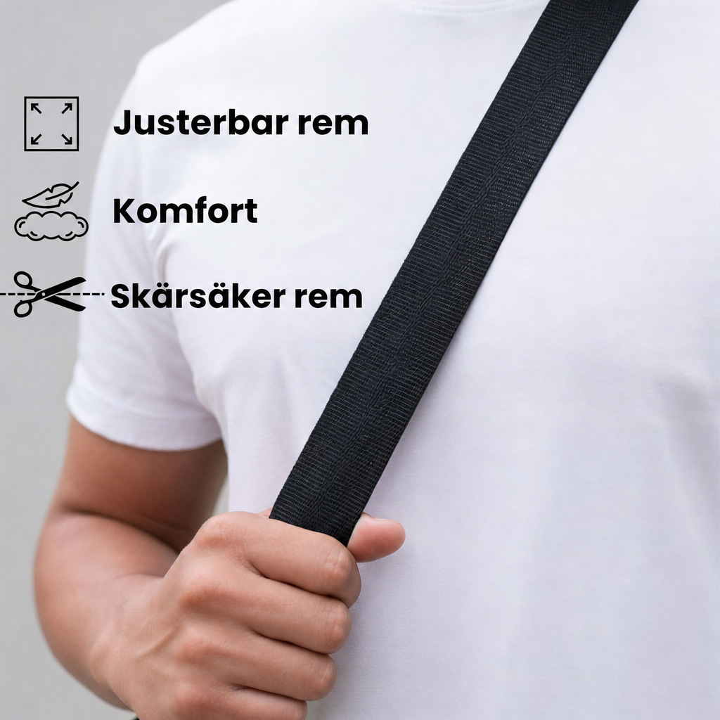 Justerbar och skärsäker rem