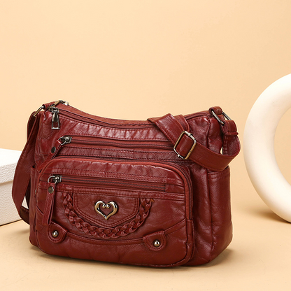 Vinröd crossbody-väska i PU-läder