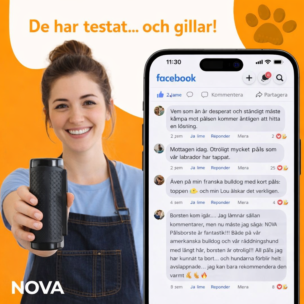NOVA™ Pälsborste — Effektiv Hårborttagning för Hund &amp; Katt