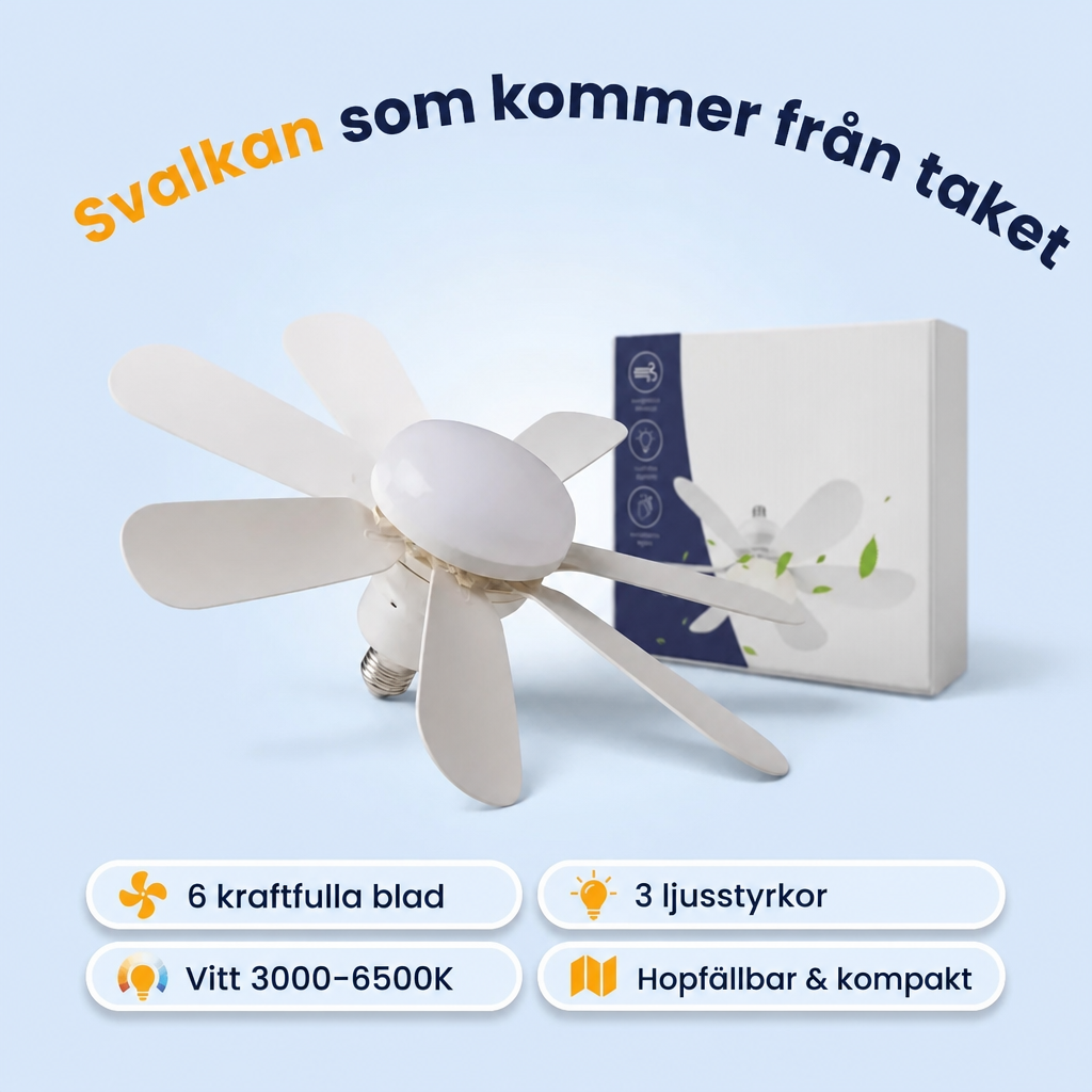 Takfläkt 2-i-1 med LED-lampa
