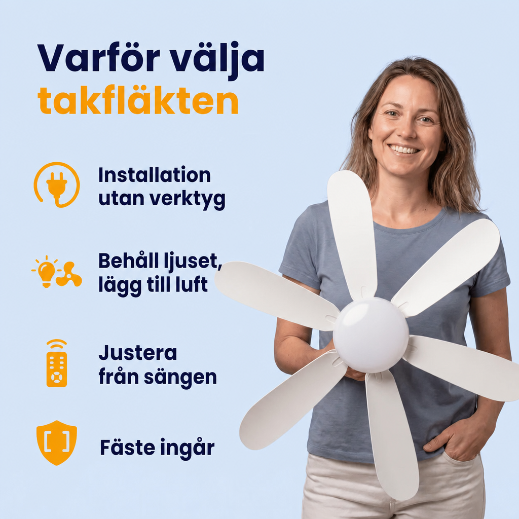 Takfläkt 2-i-1 med LED-lampa