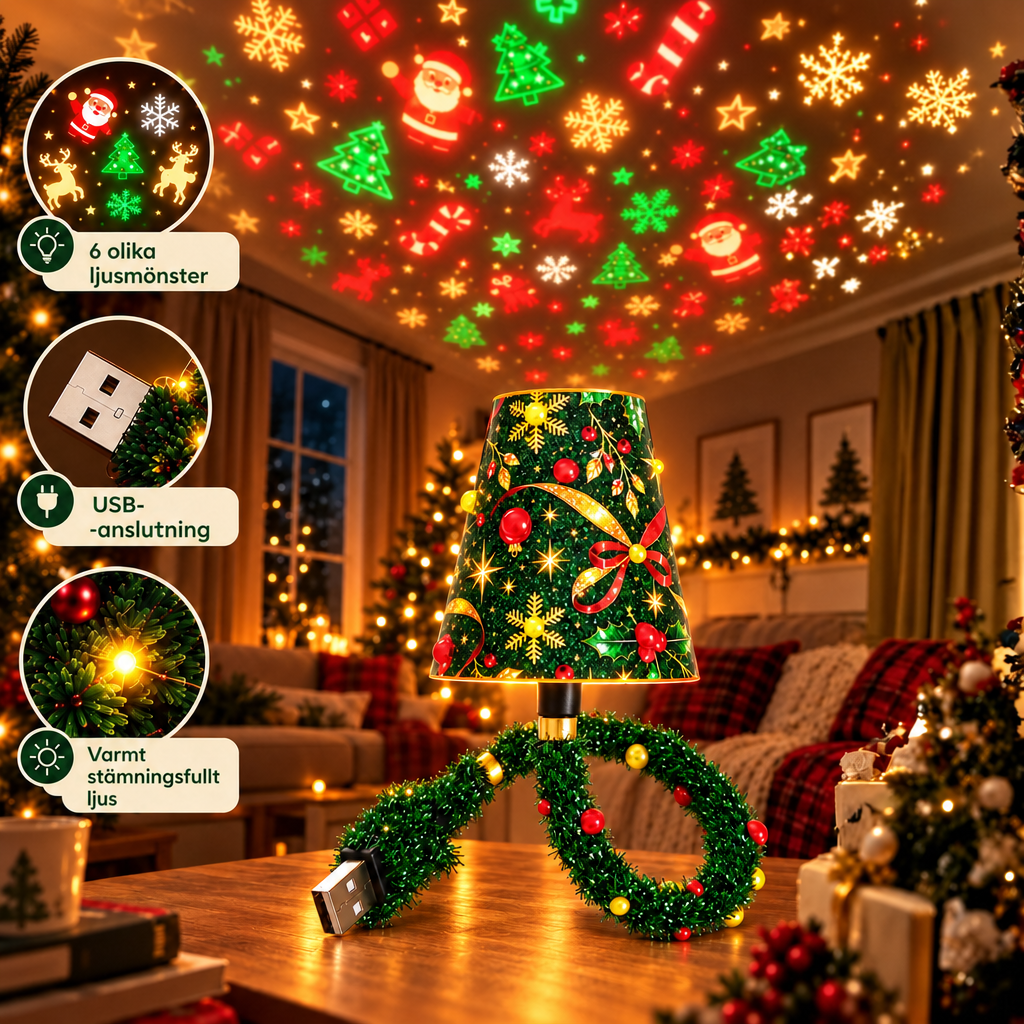 ChristmasGlow™ – Julprojektorlampa med USB