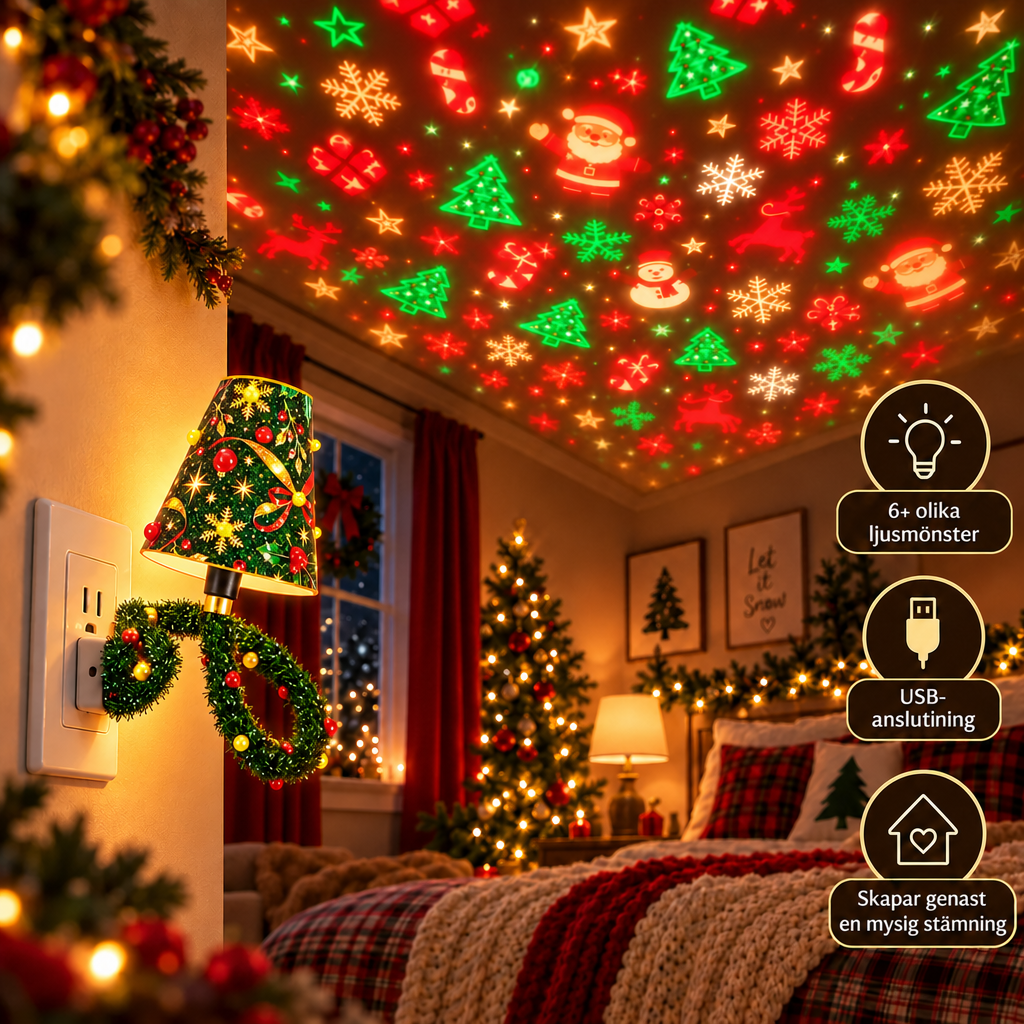 ChristmasGlow™ – Julprojektorlampa med USB