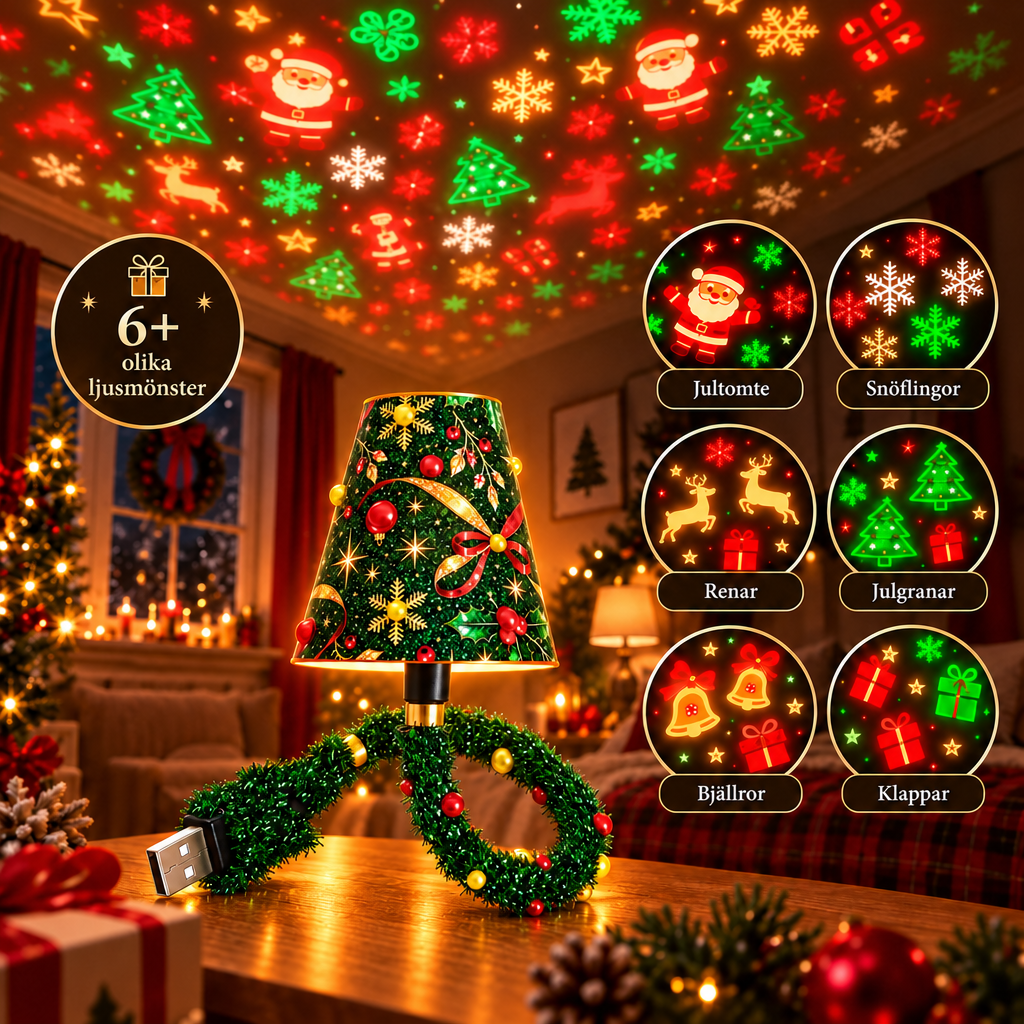 ChristmasGlow™ – Julprojektorlampa med USB