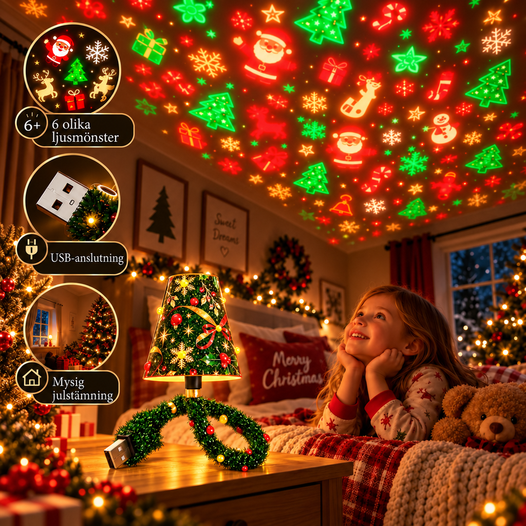 ChristmasGlow™ – Julprojektorlampa med USB